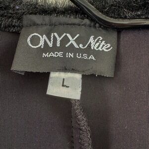 Vintage Onyx Nite Black Velvet Faux Fur Collar Long Sleeve Maxi Dress Size L